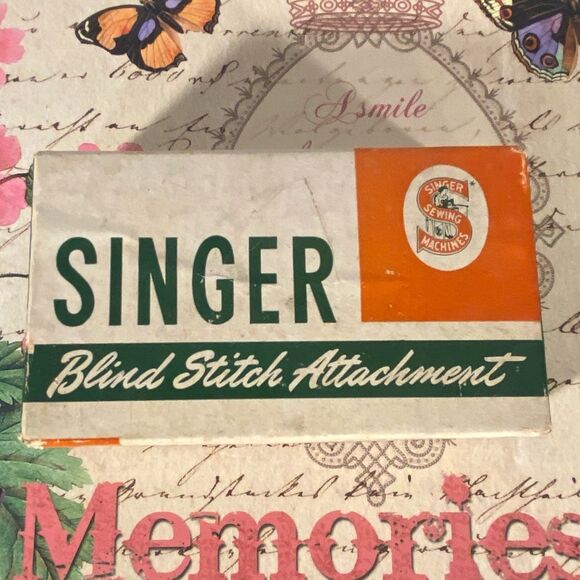 Singer Sewing Machine Blind Stitch Attachment Vintage Original Box Instructions - Picture 1 of 10